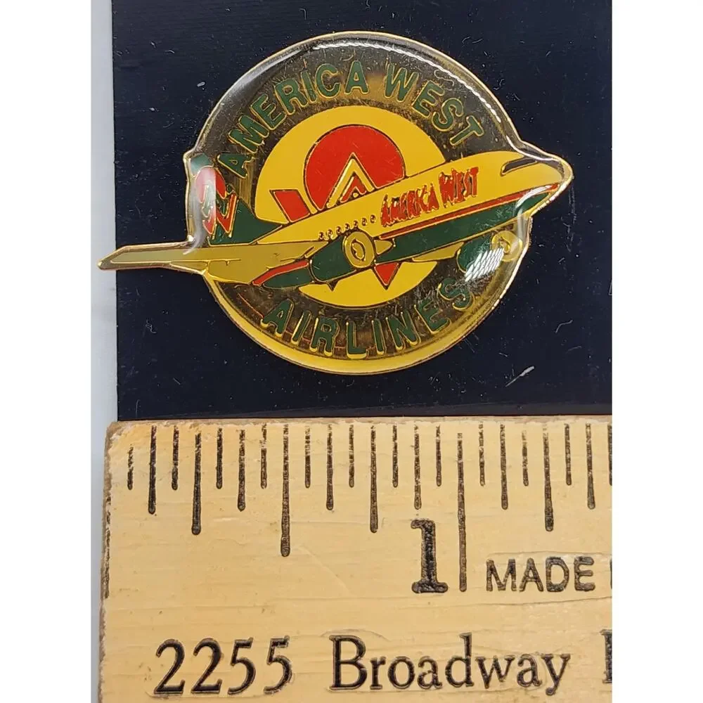 America West Airlines Enamel Jet Promo Single Pin Pinback On Card